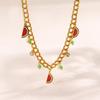 Elegant High-End Titanium Steel Fruit Necklace - Women's Versatile, Non-Fading Jewelry