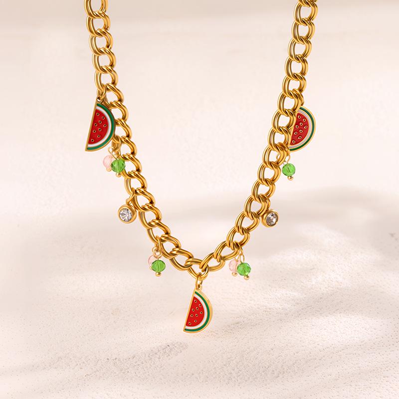 Elegant High-End Titanium Steel Fruit Necklace - Women's Versatile, Non-Fading Jewelry