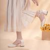 High Heels Women's Summer 2025 New Daily Square Head Thick Heel New Chinese Versatile One-word with Pearl Single Shoes Women
