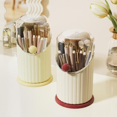 Make-up Pinselhalter 3 Fächer Kosmetik Organizer mit transparentem staubdichtem Deckel Make-up Pinsel Becher