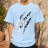 2026 New Pure Cotton Tshirt Ripped Claw Mark Leopard Eye Creative Print Trendy Unisexs Crew Neck Top Casual Short Sleeve