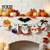 Wooden Halloween Signs Ghost Hanging Sign with Hemp Rope, Cute Wall Ornaments Pendants for Home Party Decorations And Pumpkin Decor