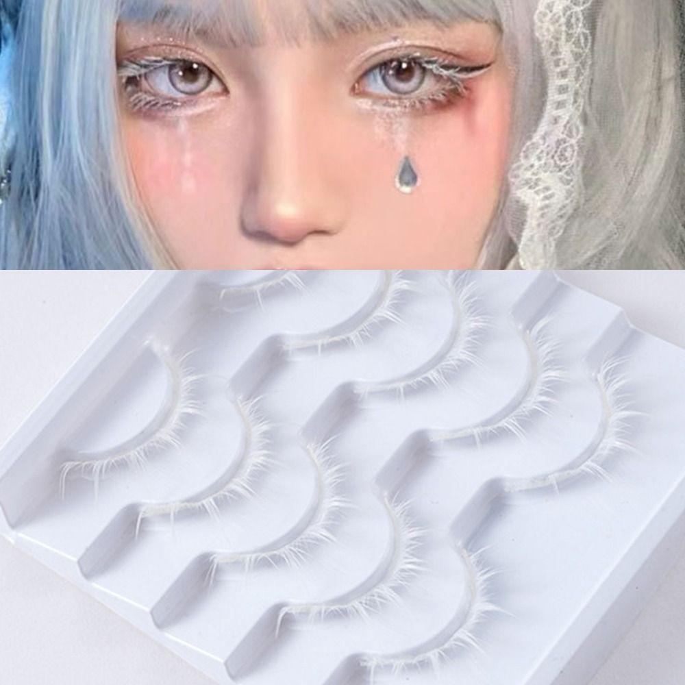 Japanese Style White Anime Eyelashes White Manga Lashes for Halloween Party Stage Masquerade