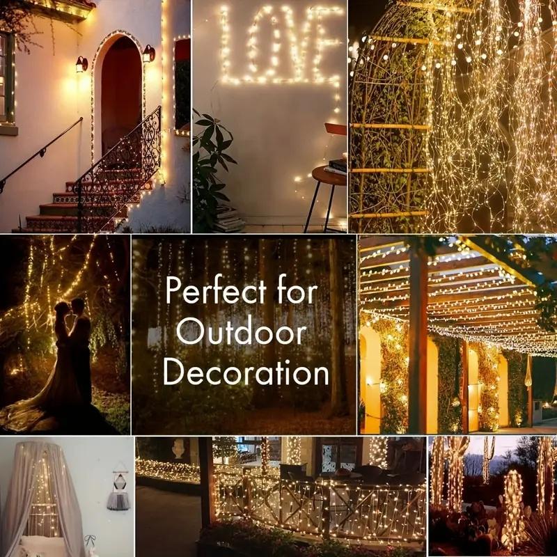 Solar String Fairy Light  Solar Festoon Xmas LED  Lamp with 8 Mode  for Balcony Garden Patio Wedding Christmas Tree Decoration