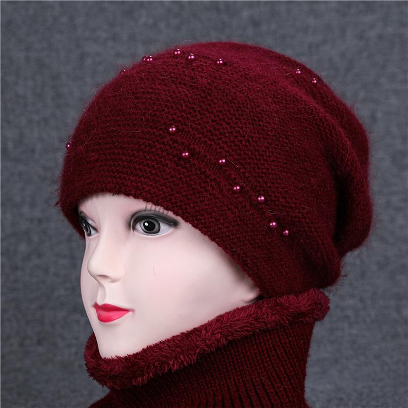 

Stacked wool hats autumn and winter winter hats female warm mother-in-law bag head nightcap hat One size elastic