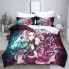 Demon slakter: Kimetsu no Yaiba kamado Nezuko Anime 100% Polyester Sengetøy Sett Dynetrekk Sett Trykt Tegneserie Hjemmeinnredning