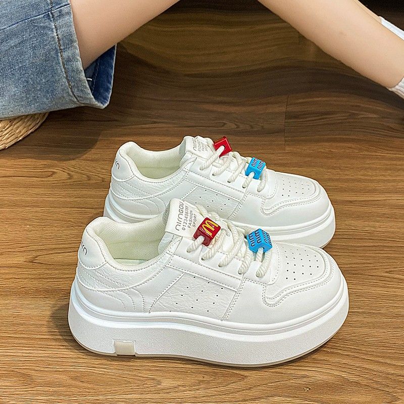 

Маленькие белые туфли на высокой толстой подошве с мягким верхом, туфли-маффины, маленькая спортивная женская обувь, повседневные маленькие белые туфли, весенние новые кеды 40 белый