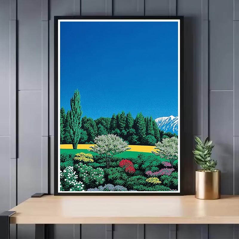 Hiroshi Nagai Vaporwave Japan Beach City Summer Canvas Print Lawn Landscape Wall Art Poster for Nordic Living Room Home Decor
