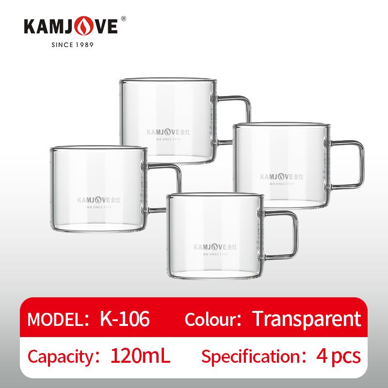 KAMJOVE Teacup 50/80/120/150ml Handle Transparent Glass Teacup Heat resistant Glass Water Cup Small Flower Teacup