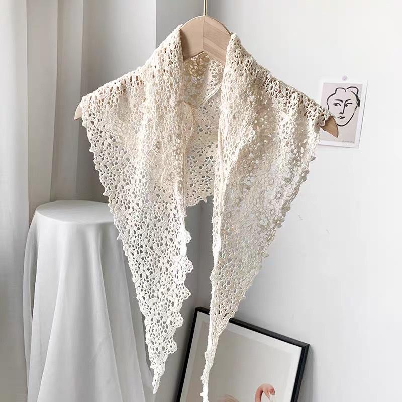 Small Shawl Short Sunscreen Wraps Small Scarf Outside Spring and Summer Thin Flower Lace Hollow Shawl