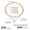 Stainless Steel Three Layer Necklace with Rhinestone Four Point Star Pendant Simple Luxury Titanium Steel Necklace