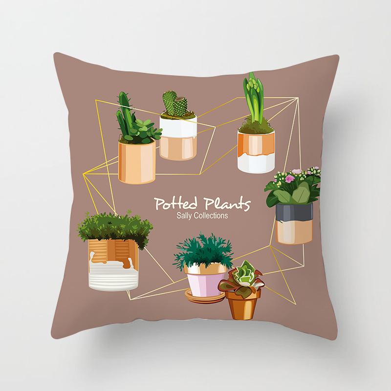 Ins Internet Celebrity Nordic Cactus Plant Peach Skin Car Sofa Pillow Cover Cushion Cover Home