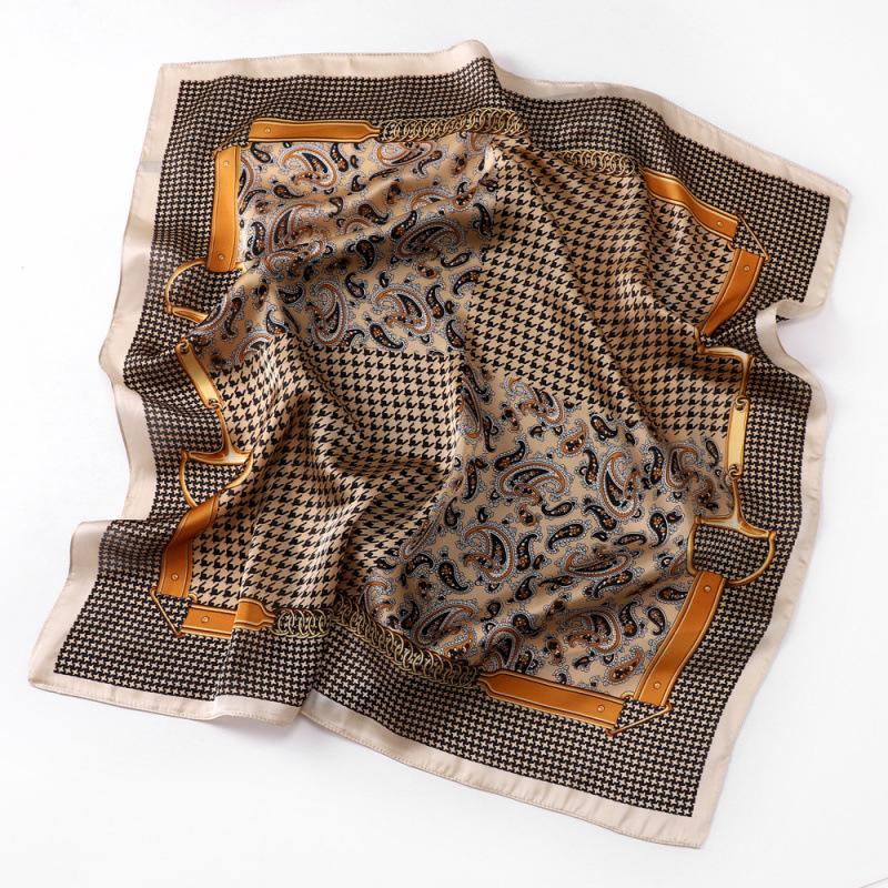 Spring and Summer Silk Scarf Women's 71 Simulation Silk Square Scarf Green Butterfly Decorative Scarf Neck Professional Scarf Thin Scarf