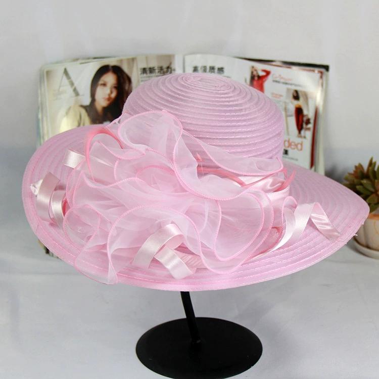 Dámský Okouzlující Klobouk Svatba Klobouk na Kentucky Derby Dámský Květinový Klobouk Široký Okraj Tweed Organza Kšiltovka