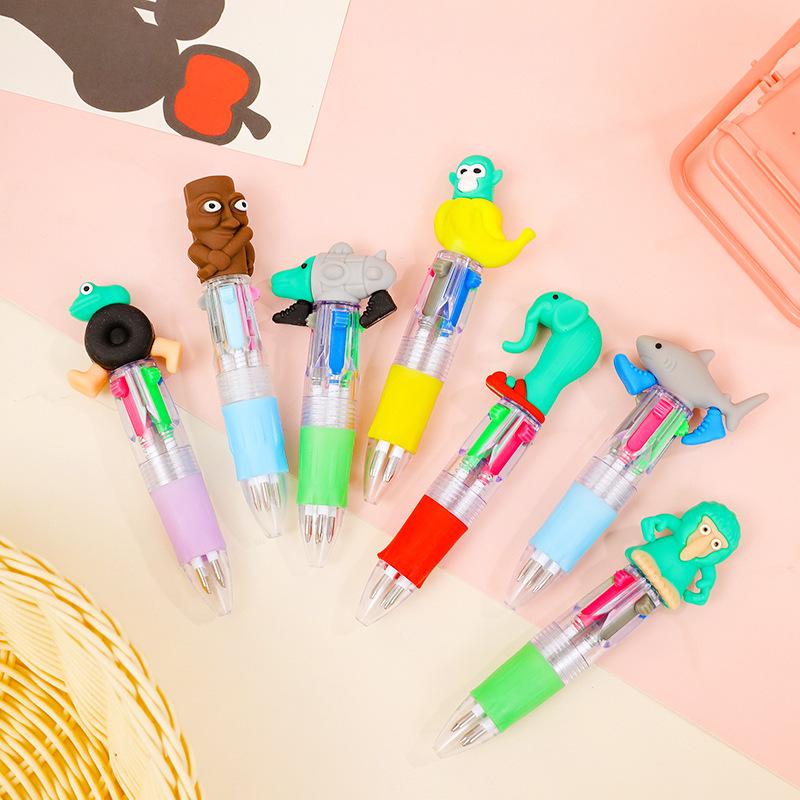 Entzückender Tierkopf Mini-Kugelschreiber in vier Farben - Schülergeschenk Schreibwaren.