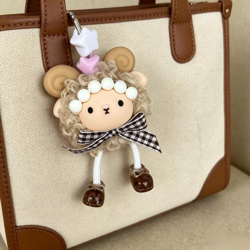 Soft Fluffy Curly Sheep Plush Keychain Mini Stuffed Lamb Pendant Durable Bag Accessory for Travel Luggage Decor Small Gifts