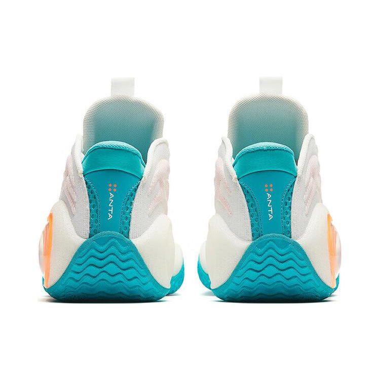 Anta Cement Bubbles 4.0 Slip Resistant Abrasion Resistant Mid top Basketball Shoes Men's Blue White 912411604-4