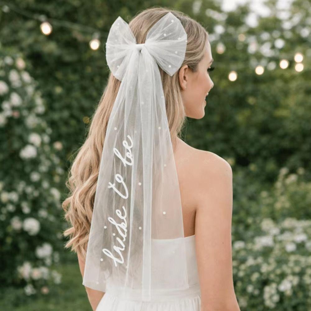 Elegant Bridal Veil Simple Wedding Headdress Clothes Match Bride Bow Hair Veil Bridal Events
