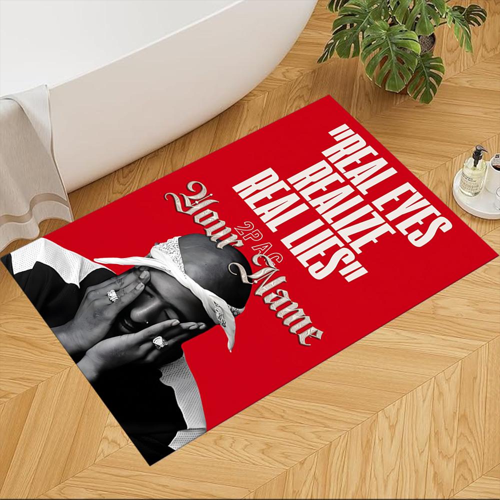 2pac Customize Text Carpet Design for Playrooms Living Rooms Balcony Hallway Anti-slip Rug Office Home Decor Best for Christmas
