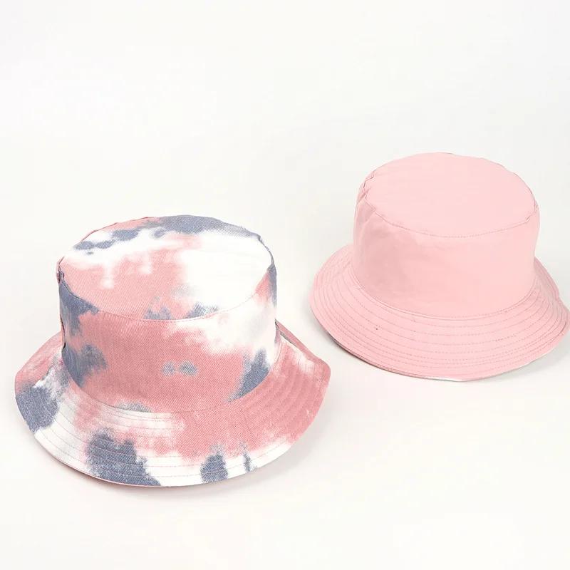 New Unisex Outdoor Tie Dye Fisherman's Hat Personality Women Double Sided Bucket Cap Europe Men Uv Protection Panama Sun Caps