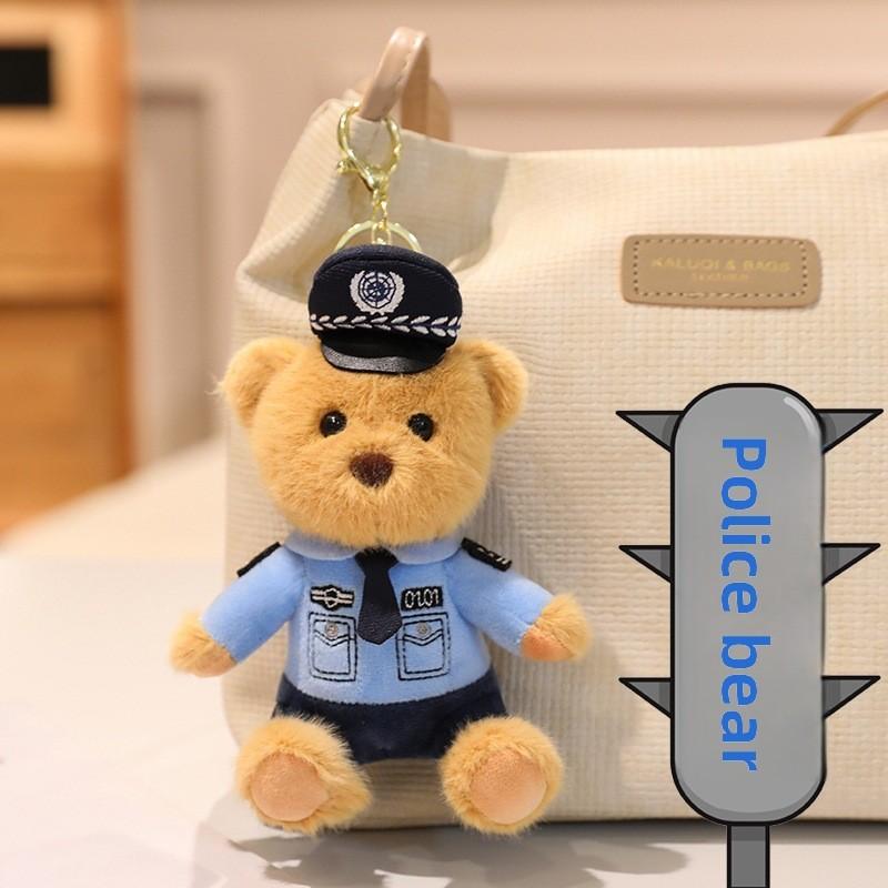 Plush Police Rabbit Keychain With Pp Cotton Filling For Kids And Collectors
