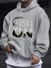 Men's Minimalist Fish Graphic Hoodie Winter Warmth Relaxed Fit Drawstring Hood  Casual Pullover Autumn Outerwear
