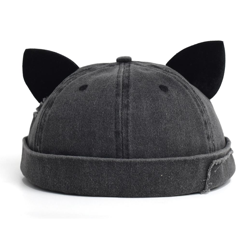 Słodki słodki koci kapelusz z uszami bez ronda Osobowość Swobodny Jednolity kolor Czapka Beanie Bawełna Oddychająca Prana Stara Czapka Beanie Unisex