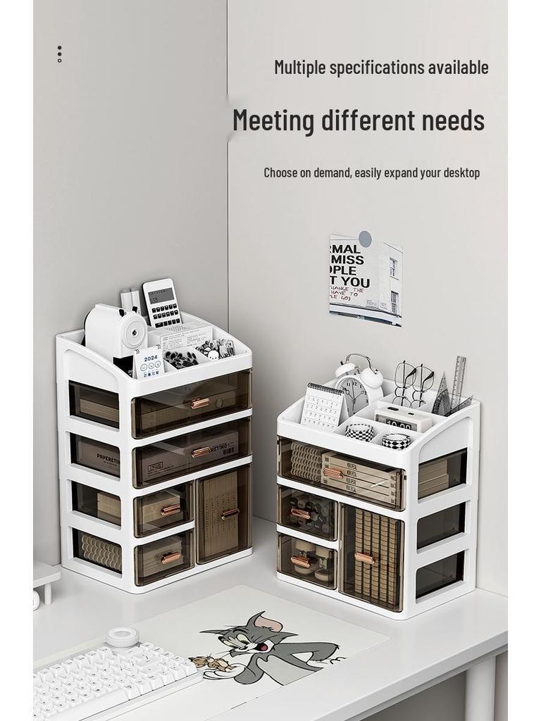 Desktop Skincare & Stationery Organizer: Large-Capacity, Multi-Layer, Drawer-Type Storage Box