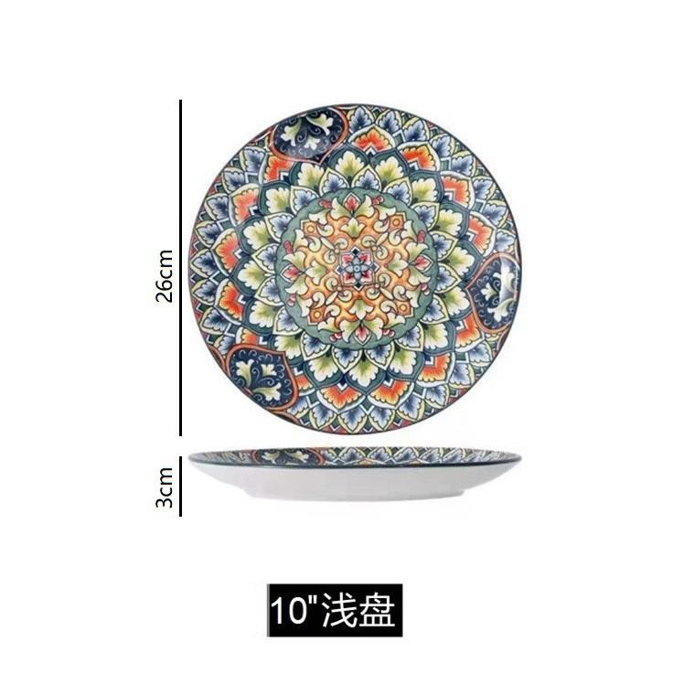 Bohemian Relief Ceramic Plates, Rice Bowls, Handle Baking Pans, Soup Bowls, Snack Plates, Fish Plates, Hand-painted Tableware