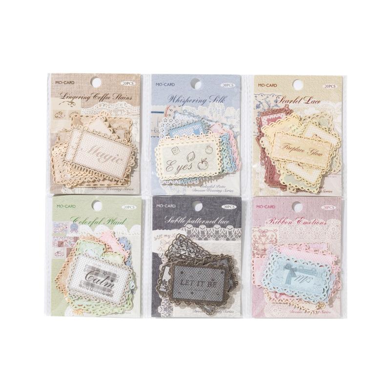 Momo Special Paper Hollow Lace Label Stickers Color Pattern Weave Dream Series Hand Account Materials for DIY Decoration