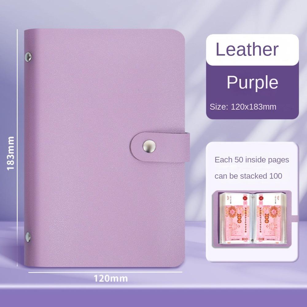 Save Money 100 Envelopes Money Saving Challeng Large Capacity Waterproof Mini Binder Savings Challenge PU Reusable Budget Binder