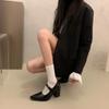 Tacchi Alti Stile Francese Nuovi Vintage Cinturino Singolo Punta Appuntita Donna Autunno Inverno Nero Tacco Spesso Abbinare Gonne Piccola Pelle