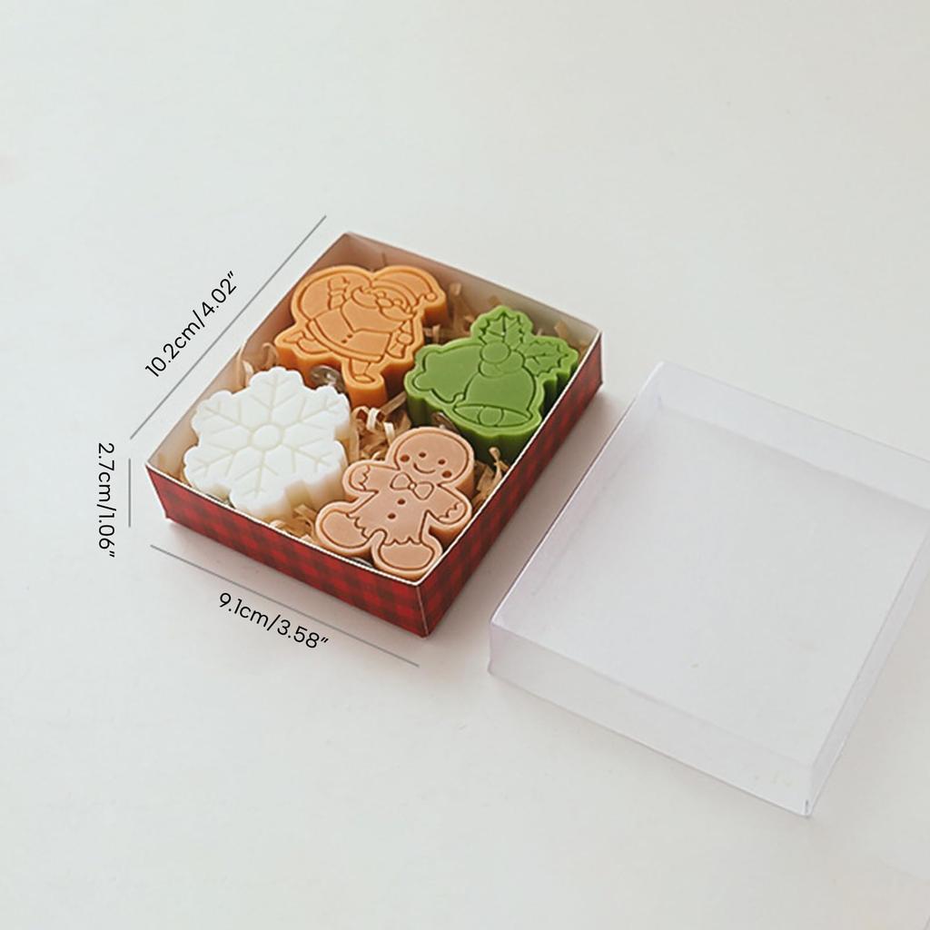4Pcs/Set Christmas Gift Scented Candle Santa Snowman Xmas Tree Gingerbread Man Shape Fragrance Candle New Year Party Home Decor