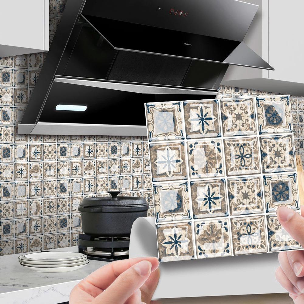 10pcs 3D Self Adhesive Wallpaper Waterproof Wall Decals Retro Crystal Tile Wall Sticker  Bathroom
