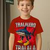 Summer hot selling children's T-shirt shark 3D printing design comfortable round neck short sleeved cartoon pattern children's T-shirt