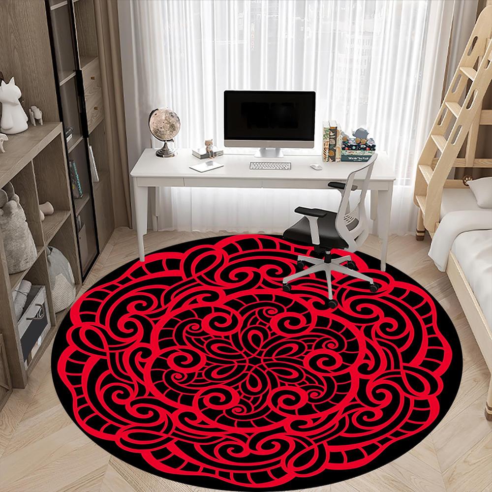 1pc Circular Pattern Design Carpet, Round Non Slip Durable Large Size Office Carpet, Suitable for Office