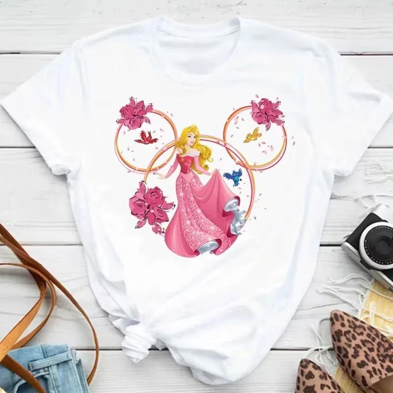 Mulan Princess Printed Tshirt Cute Mickey T Shirt Summer Women Casual Short Sleeved Streetwear Tshirts Harajuku Clothes