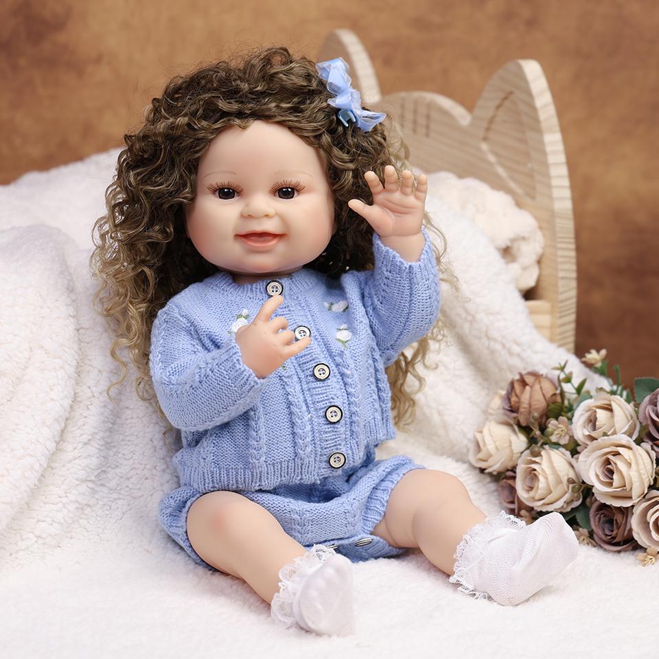 55CM Smile Reborn Baby Doll Full Silicone Vinyl Soft Touch Cute Playmates DIY Toy For Children