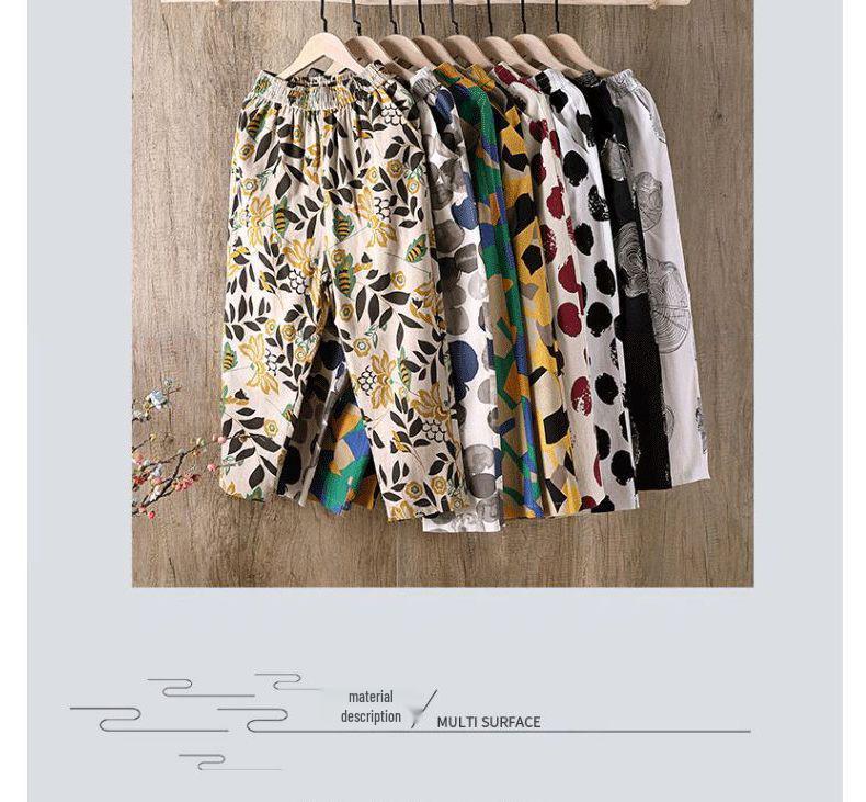 2023 Women's Cotton Linen Slimming Printed Harem Pants - Versatile, High-Quality Cropped Design