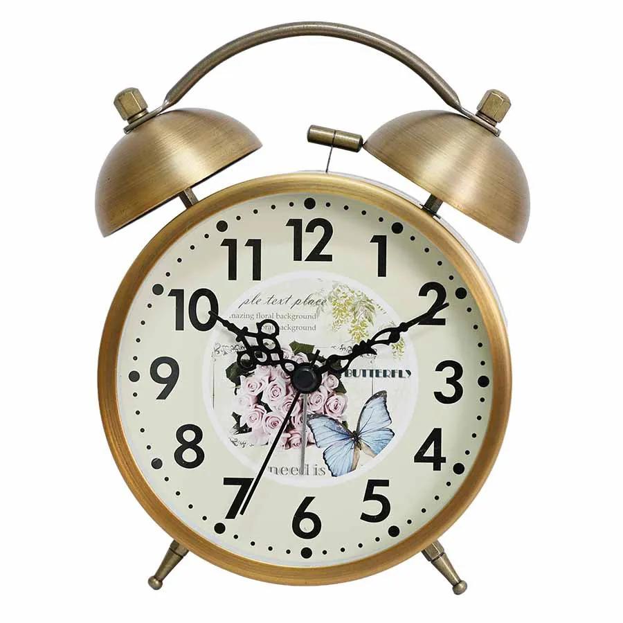 

Новый креативный металлический будильник с маленьким ночником механический будильник модный индивидуальный студенческий звонок на прикроватную тумбочку