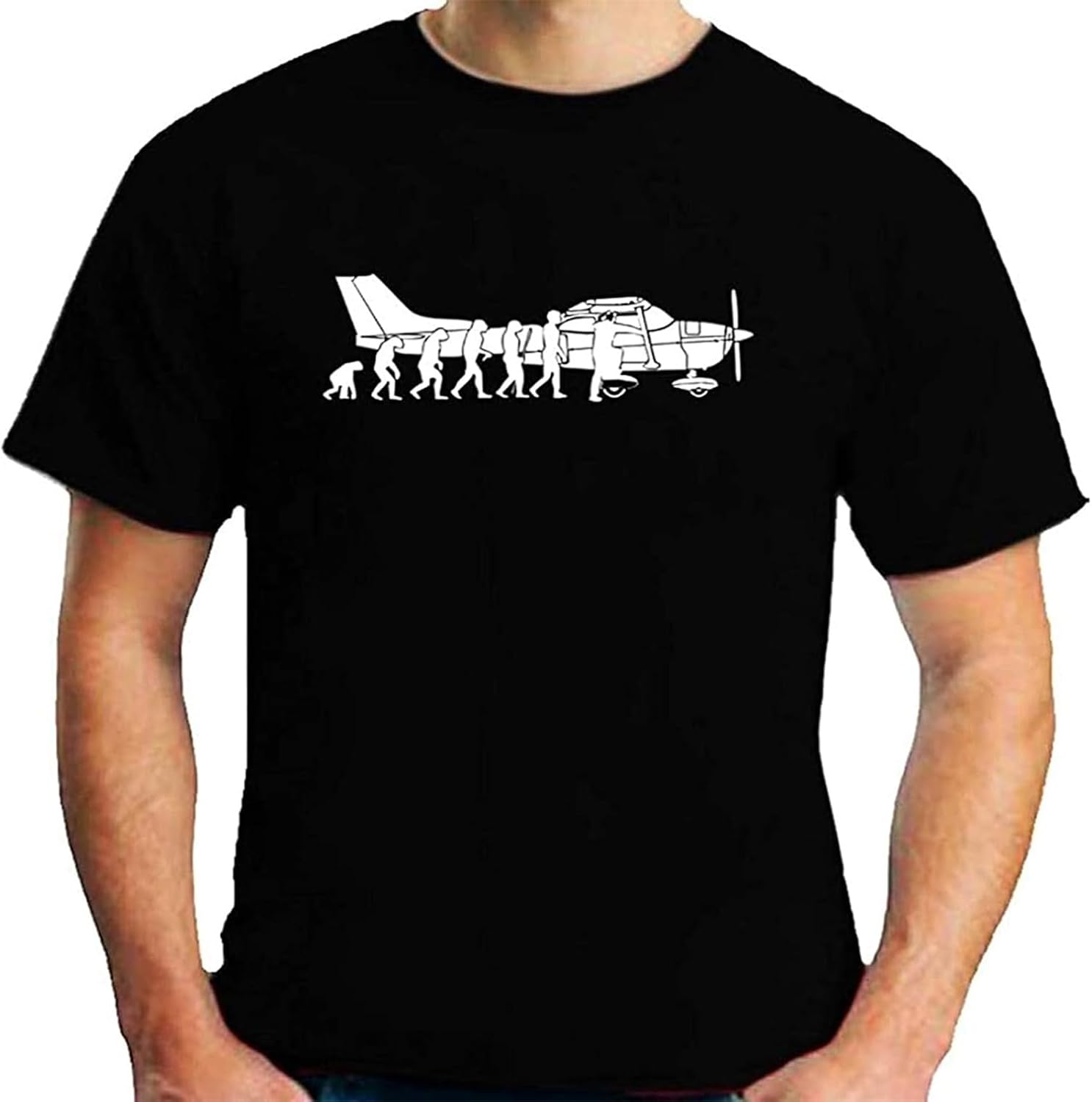 Animal Evolution Cessna Pilot Flugzeug Air Fly Airplane Aircraft Flug T Shirt Mens Unisex Tees 4XL чёрный