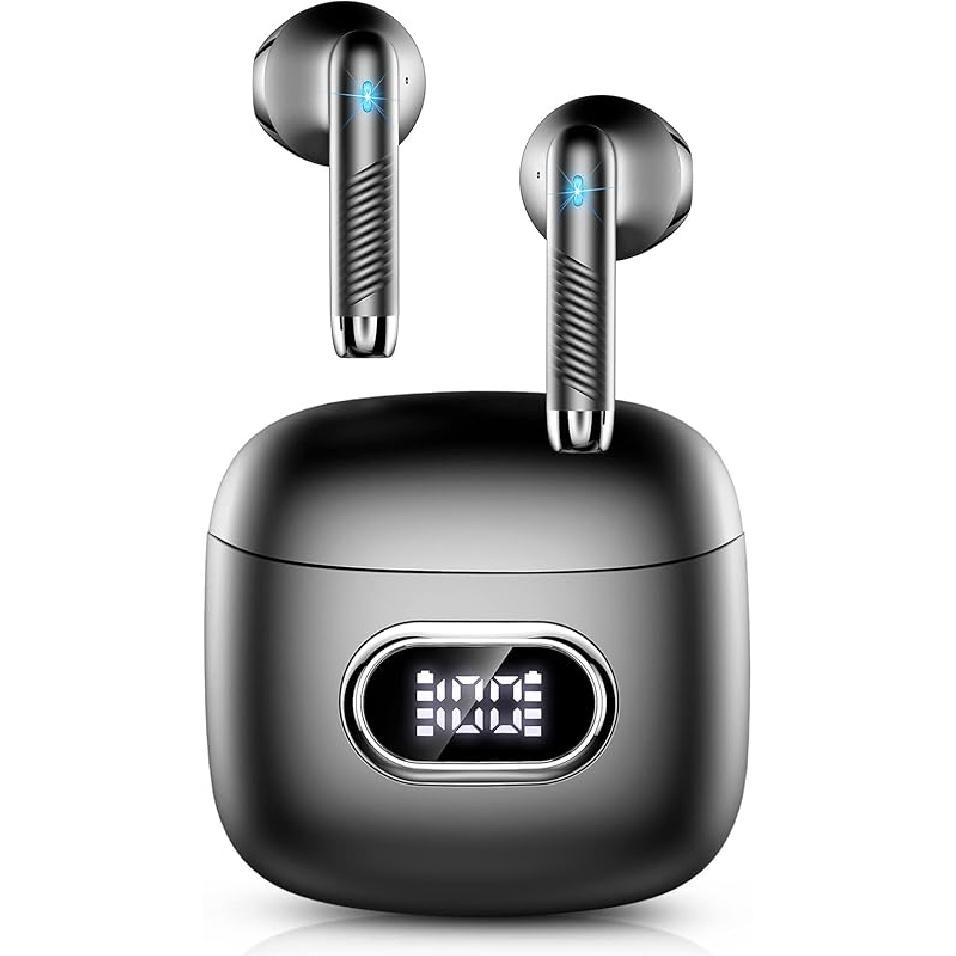 Wasart Wireless Earbud, Bluetooth 5.3 Headphones with 4 ENC Mics, 32H Bluetooth Earphones with Dual LED Display, Wireless Headphones in Ear IP7