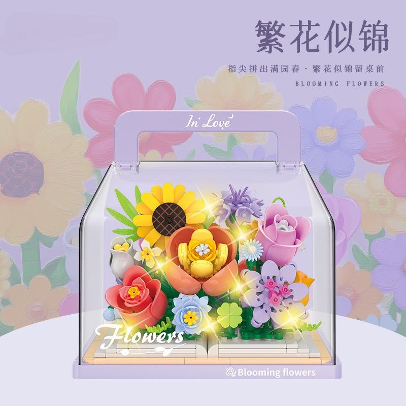 Eternal Flower Plant Series Building Blocks Model Kit  Plant Assembly Toy For Creative Craft