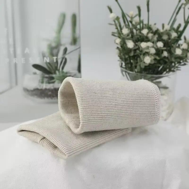 Pure Cotton Knitted Fine Ribbed Sweatshirt Jacket Clothing Accessories Fabric with Cuffs Sleeves Hem and Bottom Edge