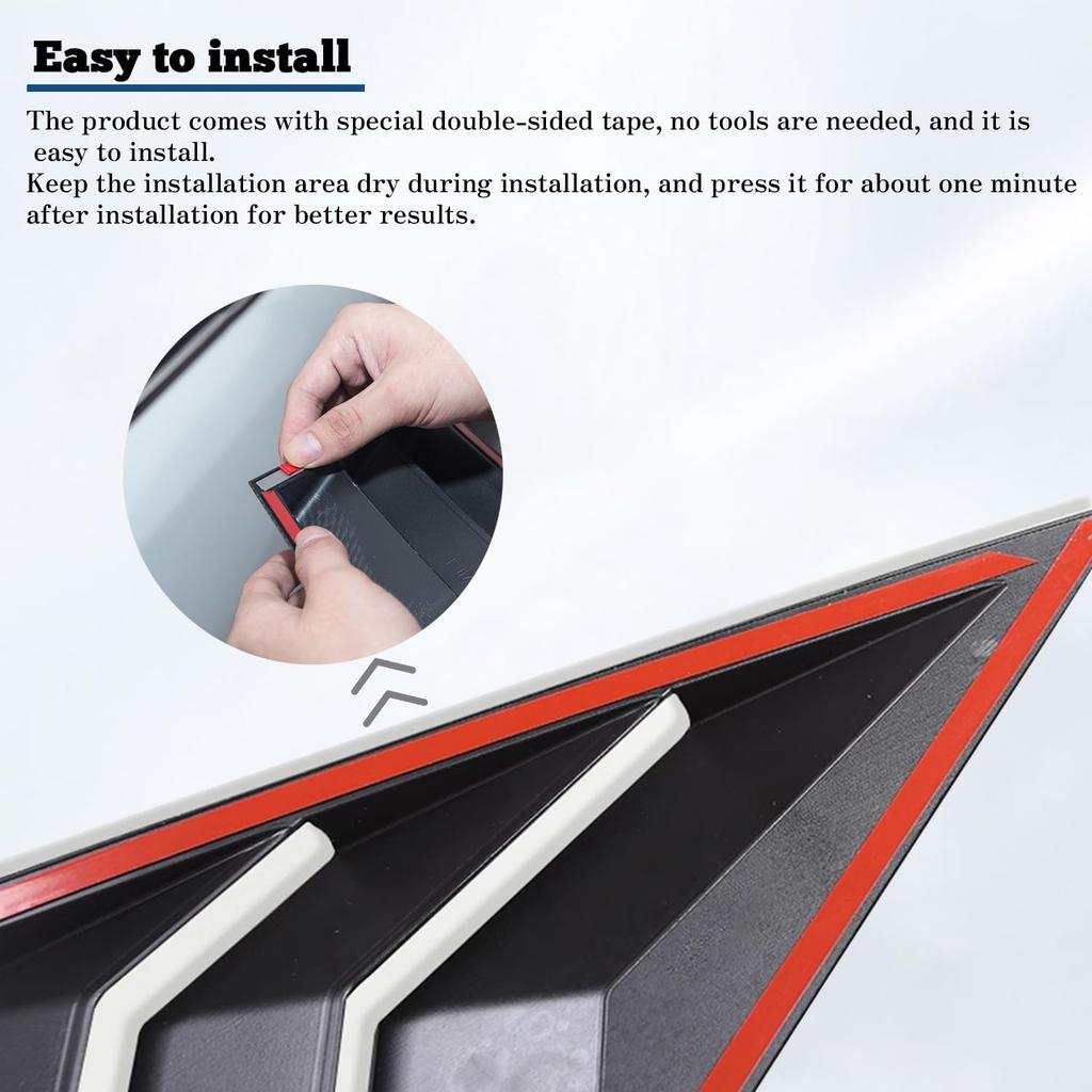 Kurtz Rear Side Window Louvers for Hyundai Elantra 2021 2022 2023 Triangular Window Glass Blinds Air Vent Scoop Shades Cover Blinds Trim Sport