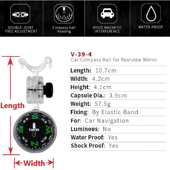 

KanPas Hanging Car Compass Ball for Rearview Mirror
