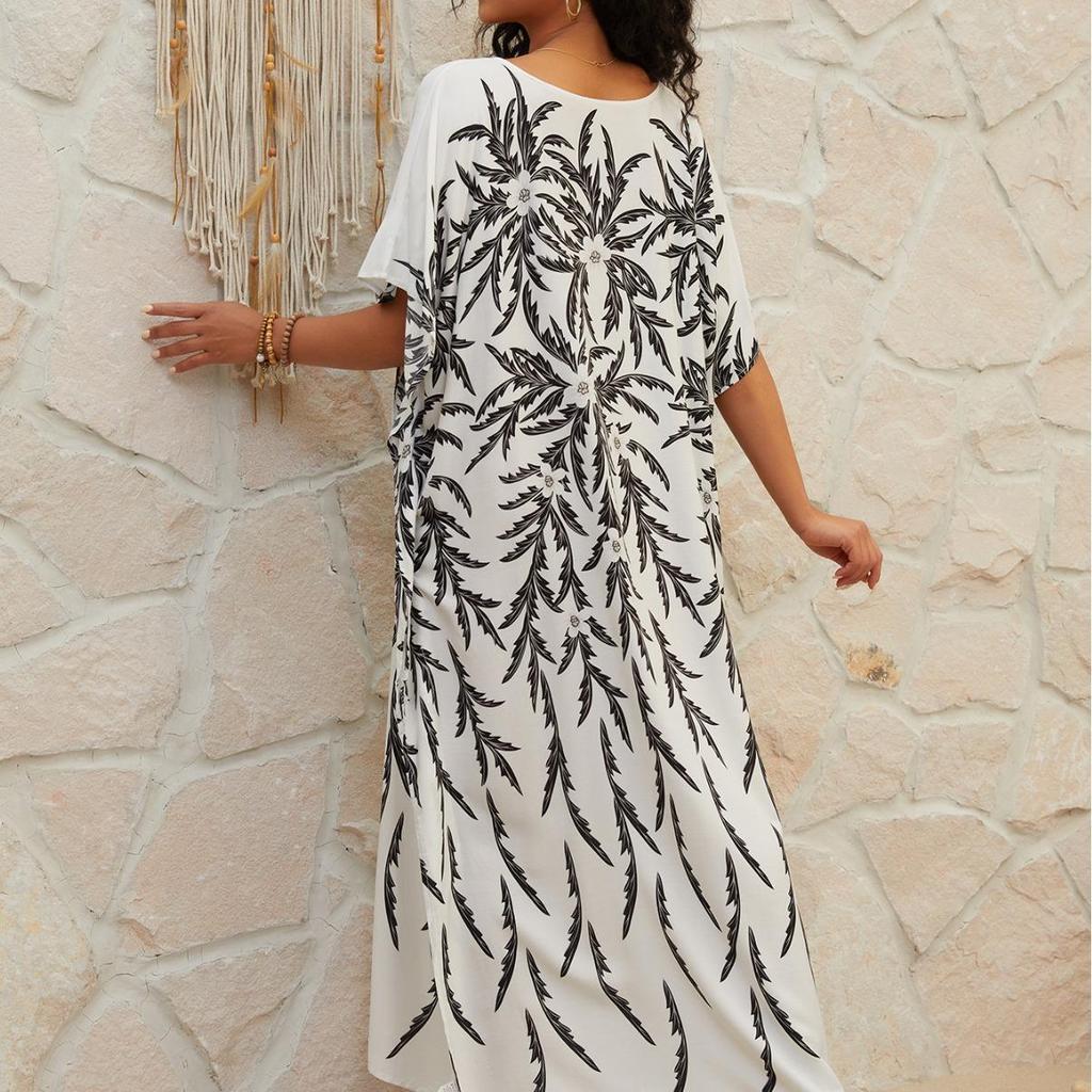 Plus Size Summer Women's Cover-Ups Bohemian Long Dress Seaside Holiday Beach Cover Up Swimwear Outer Shirt