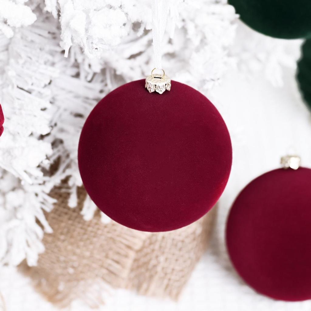 8cm Velvet Dark Color Flocked Christmas Tree Ornaments