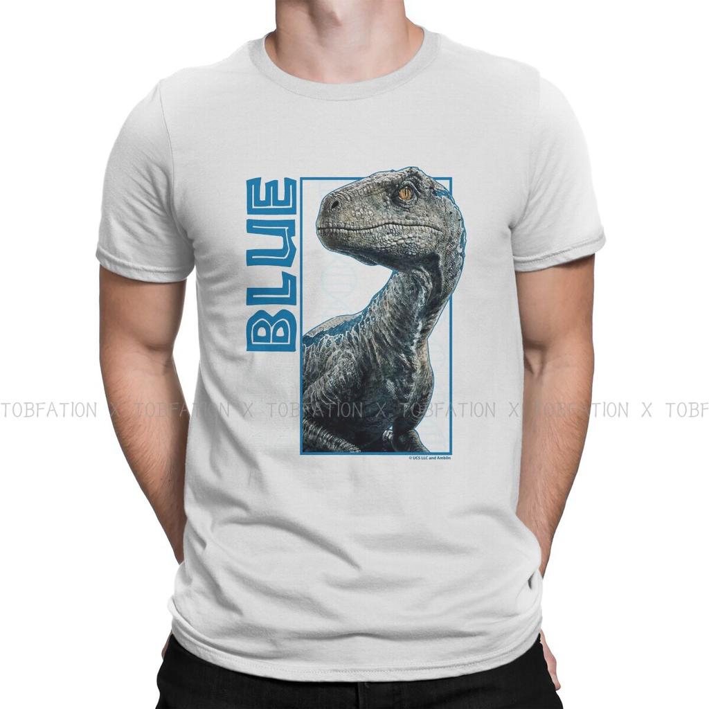 Jurassic Park Dinosaurs Film Pure Cotton TShirt Blue  Elegant T Shirt Leisure Men Clothes Newest Design