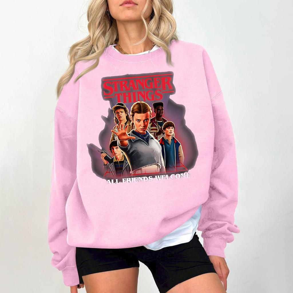 Dámská módní a ležérní mikina s dlouhým rukávem, kulatým výstřihem a potiskem